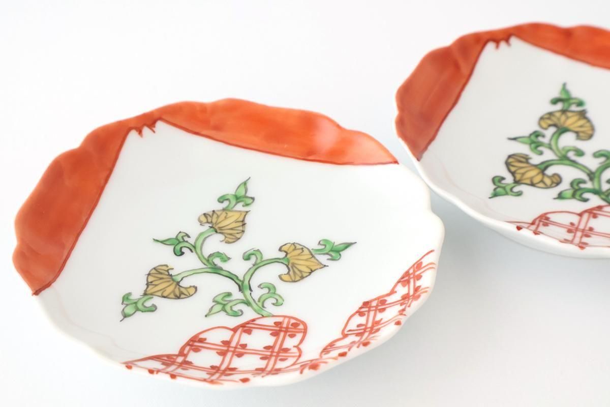 Flower-shaped Plate Mt.Fuji and Hollyhock Arabesque | Sauce Plate Arita Ware