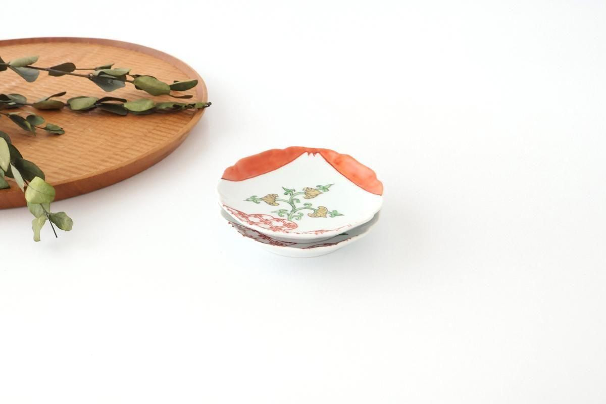 Flower-shaped Plate Mt.Fuji and Hollyhock Arabesque | Sauce Plate Arita Ware