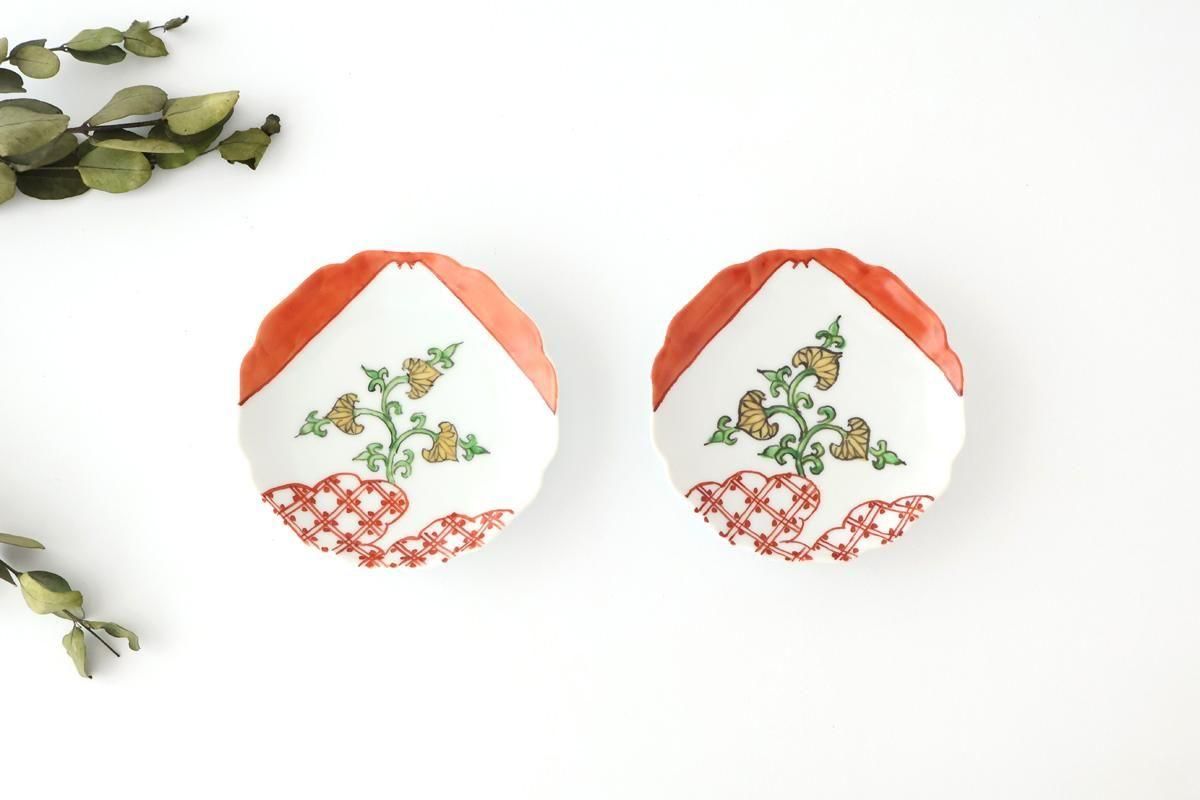 Flower-shaped Plate Mt.Fuji and Hollyhock Arabesque | Sauce Plate Arita Ware