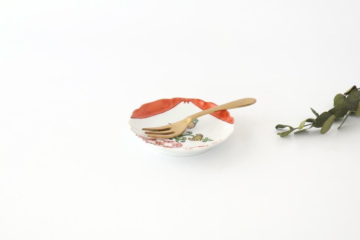 Flower-shaped Plate Mt.Fuji and Hollyhock Arabesque | Sauce Plate Arita Ware