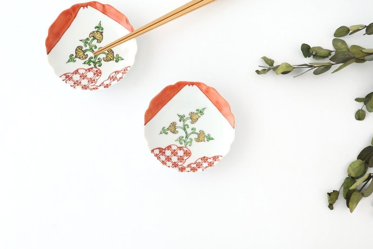 Flower-shaped Plate Mt.Fuji and Hollyhock Arabesque | Sauce Plate Arita Ware