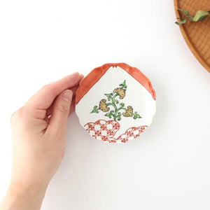 Flower-shaped Plate Mt.Fuji and Hollyhock Arabesque | Sauce Plate Arita Ware