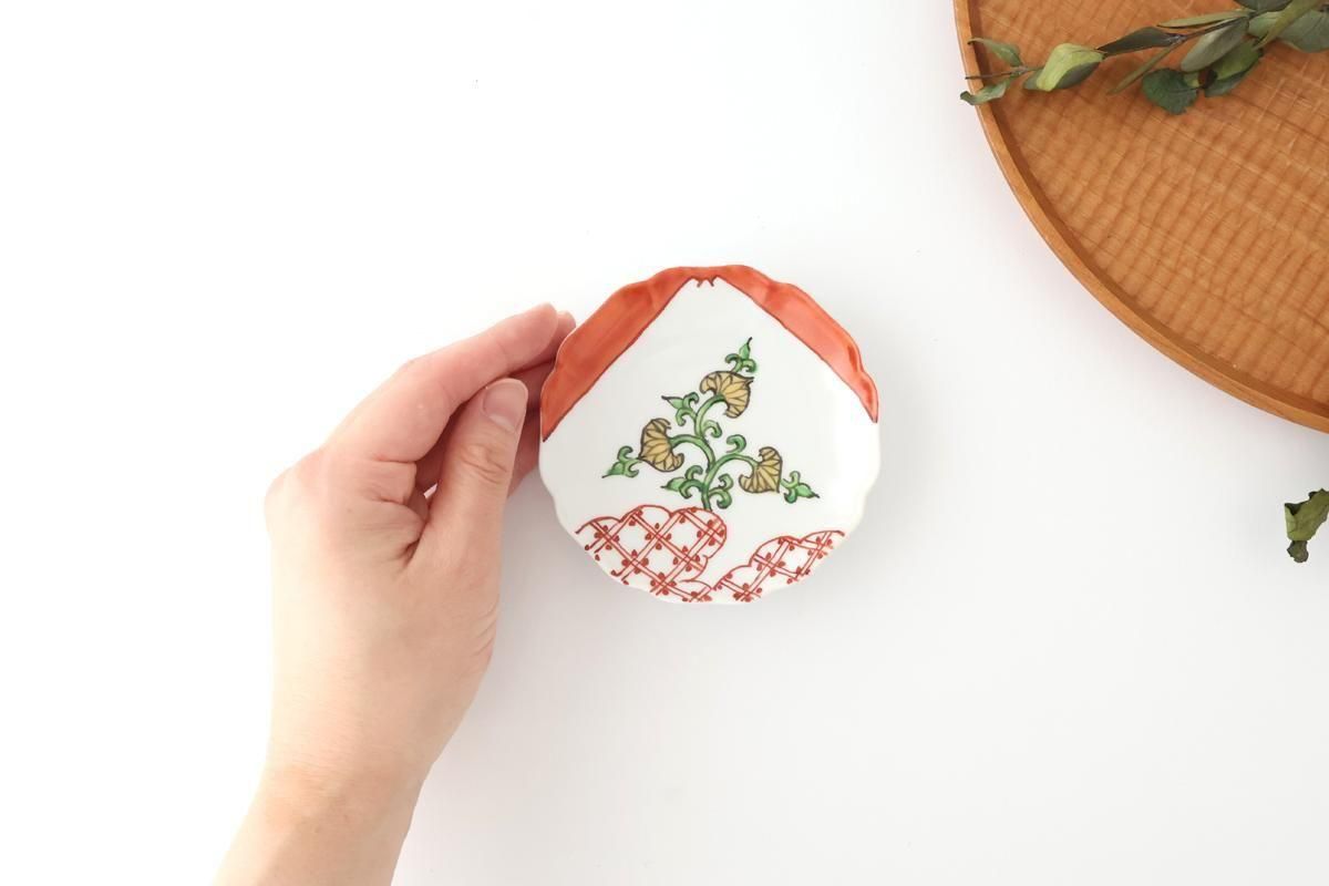 Flower-shaped Plate Mt.Fuji and Hollyhock Arabesque | Sauce Plate Arita Ware