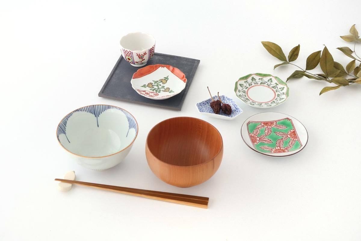 Flower-shaped Plate Mt.Fuji and Hollyhock Arabesque | Sauce Plate Arita Ware