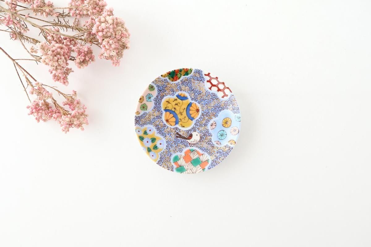 Kutani Art Sauce Plate Plum and Auspicious Pattern | Kutani Ware