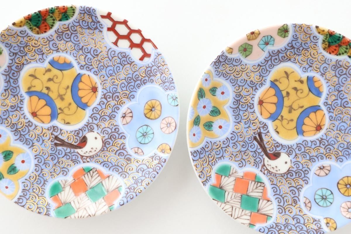 Kutani Art Sauce Plate Plum and Auspicious Pattern | Kutani Ware