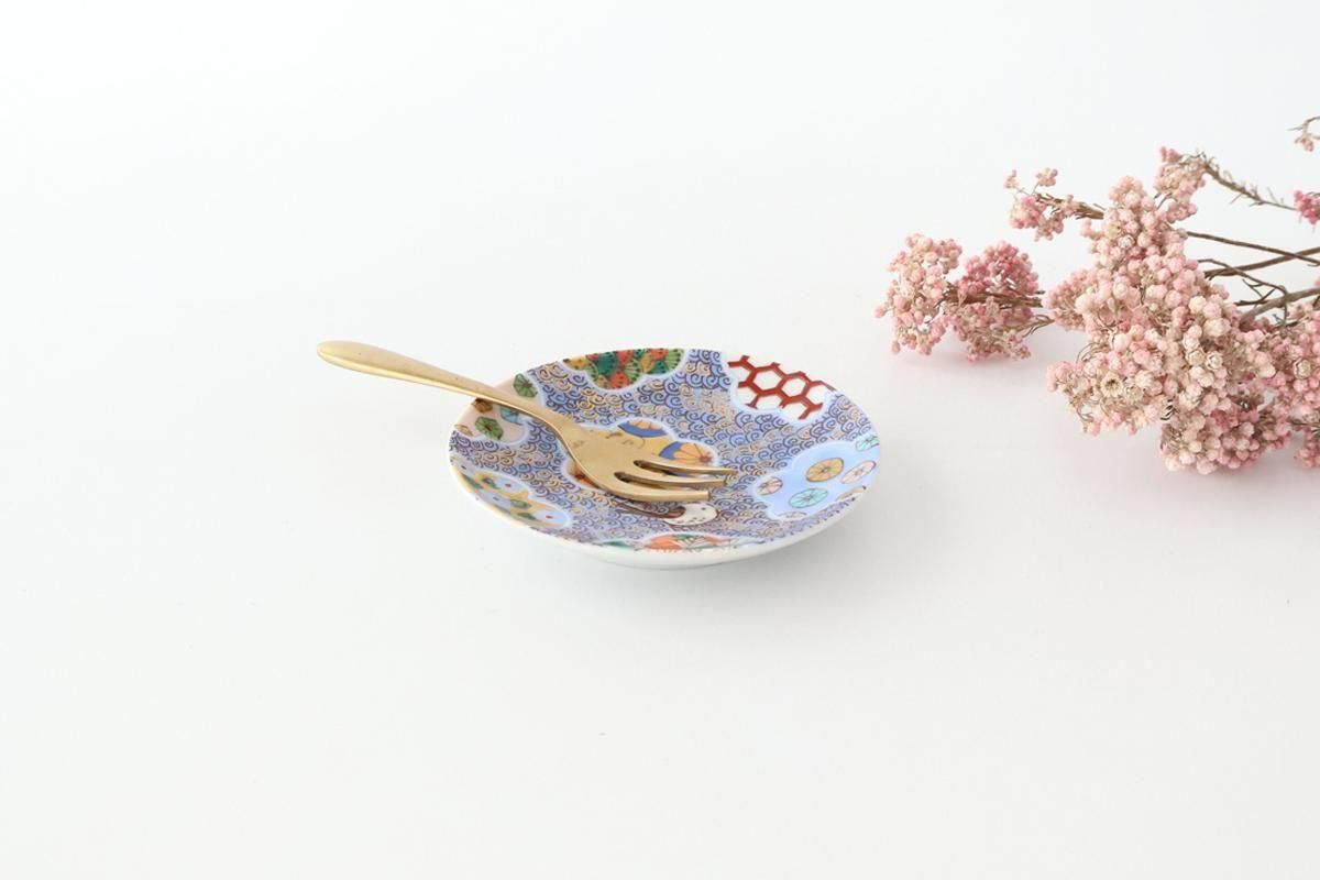 Kutani Art Sauce Plate Plum and Auspicious Pattern | Kutani Ware