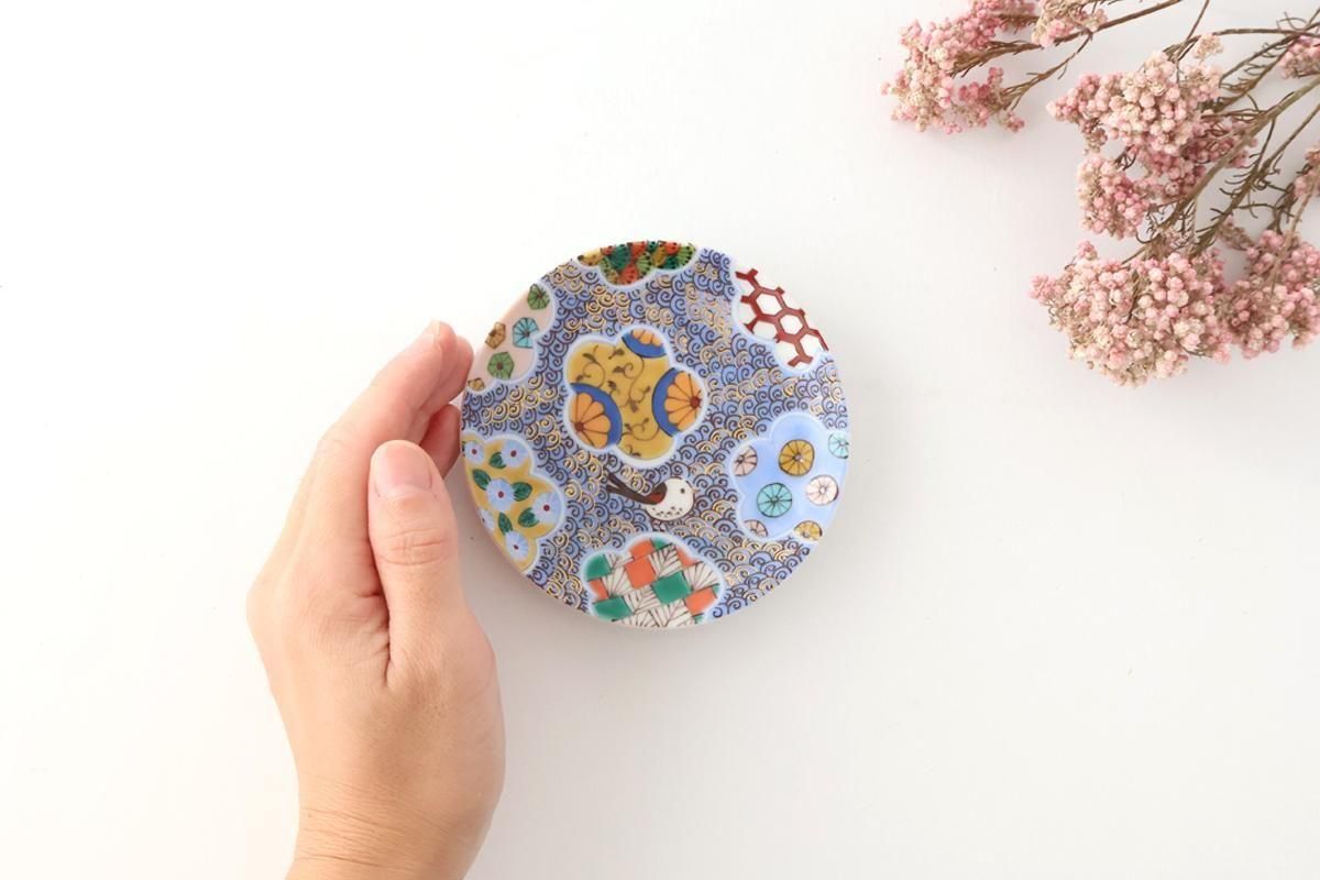 Kutani Art Sauce Plate Plum and Auspicious Pattern | Kutani Ware