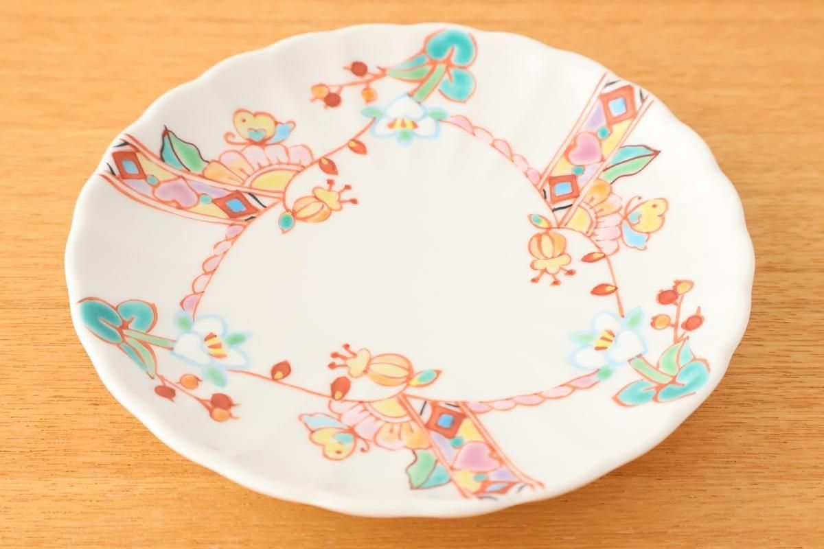 Ginshu Kiln Chrysanthemum-shaped Plate Flower and Butterfly | Kutani Ware