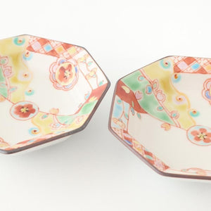 Ginshu Kiln Octagonal Small Plate Red Flower | Kobachi Kutani Ware