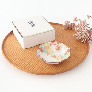 Ginshu Kiln Octagonal Small Plate Red Flower | Kobachi Kutani Ware