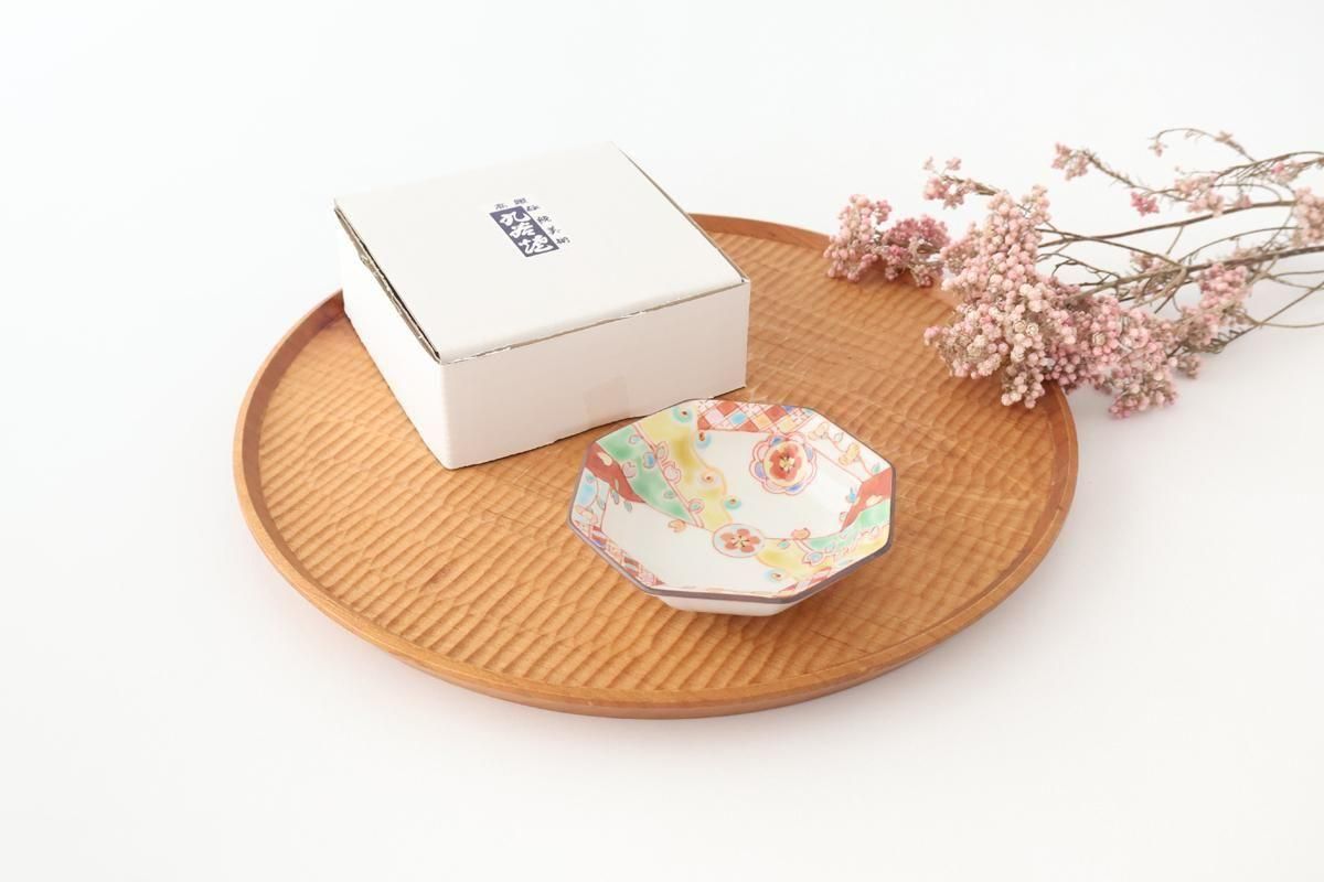 Ginshu Kiln Octagonal Small Plate Red Flower | Kobachi Kutani Ware