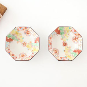 Ginshu Kiln Octagonal Small Plate Red Flower | Kobachi Kutani Ware