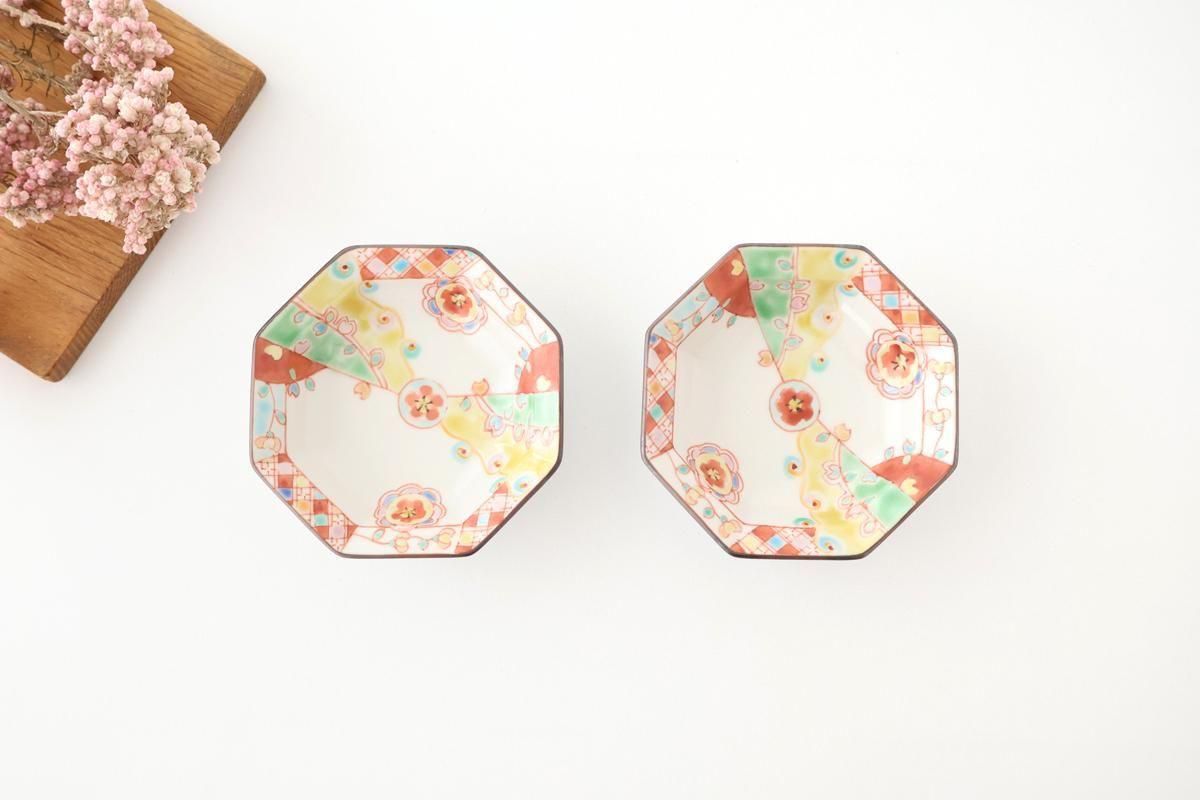 Ginshu Kiln Octagonal Small Plate Red Flower | Kobachi Kutani Ware