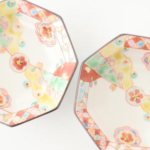 Ginshu Kiln Octagonal Small Plate Red Flower | Kobachi Kutani Ware