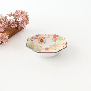 Ginshu Kiln Octagonal Small Plate Red Flower | Kobachi Kutani Ware