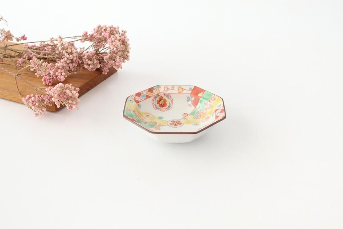 Ginshu Kiln Octagonal Small Plate Red Flower | Kobachi Kutani Ware