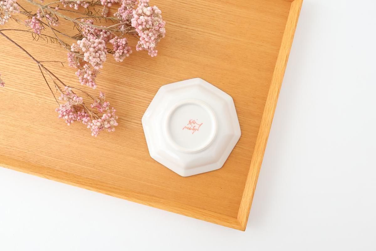 Ginshu Kiln Octagonal Small Plate Red Flower | Kobachi Kutani Ware