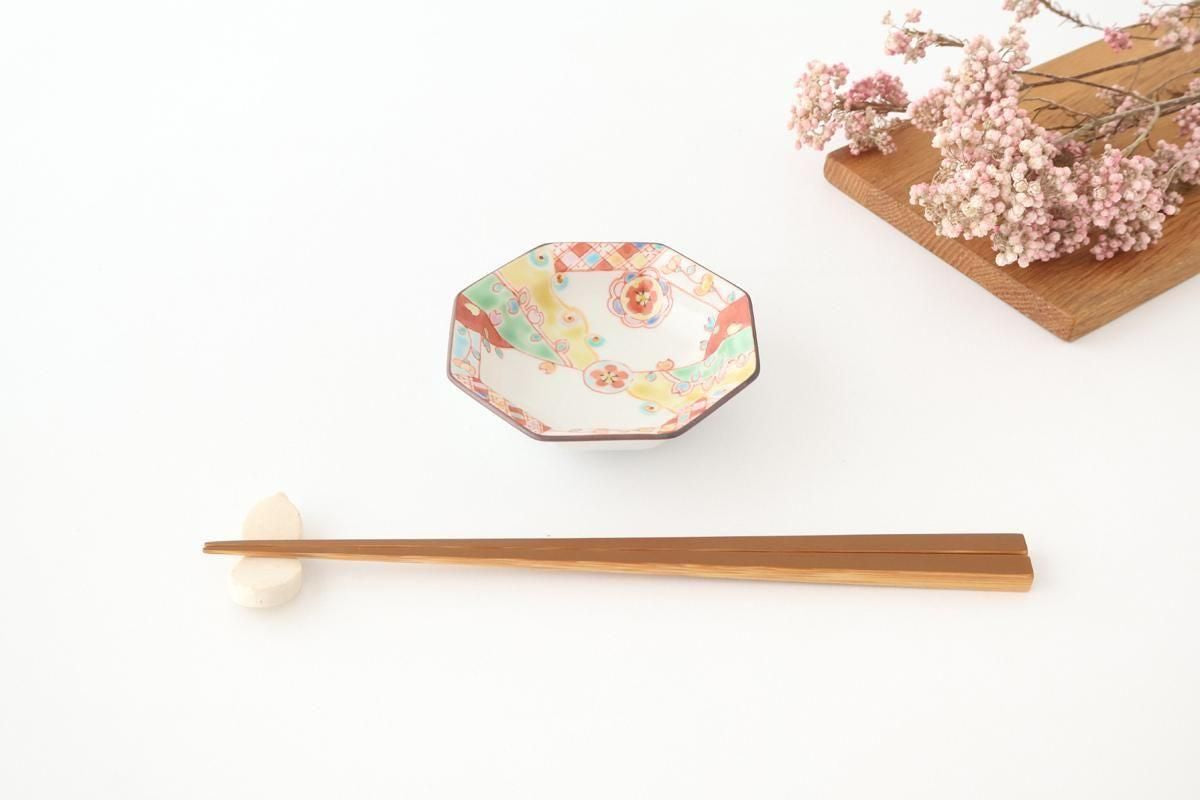 Ginshu Kiln Octagonal Small Plate Red Flower | Kobachi Kutani Ware