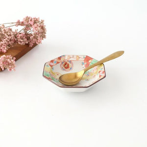 Ginshu Kiln Octagonal Small Plate Red Flower | Kobachi Kutani Ware