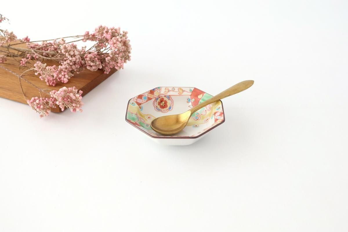 Ginshu Kiln Octagonal Small Plate Red Flower | Kobachi Kutani Ware