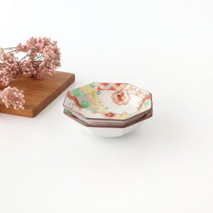 Ginshu Kiln Octagonal Small Plate Red Flower | Kobachi Kutani Ware