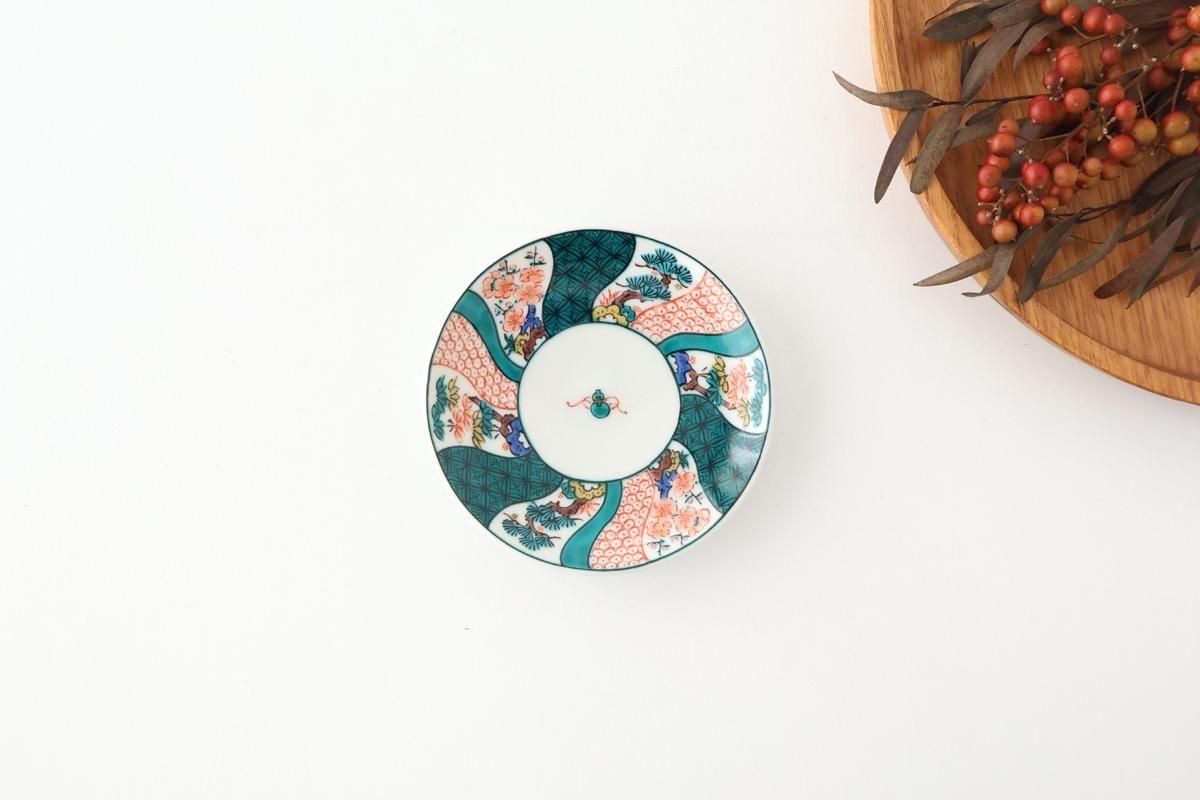 Kutani Art Sauce Plate Shochikubai | Kutani Ware