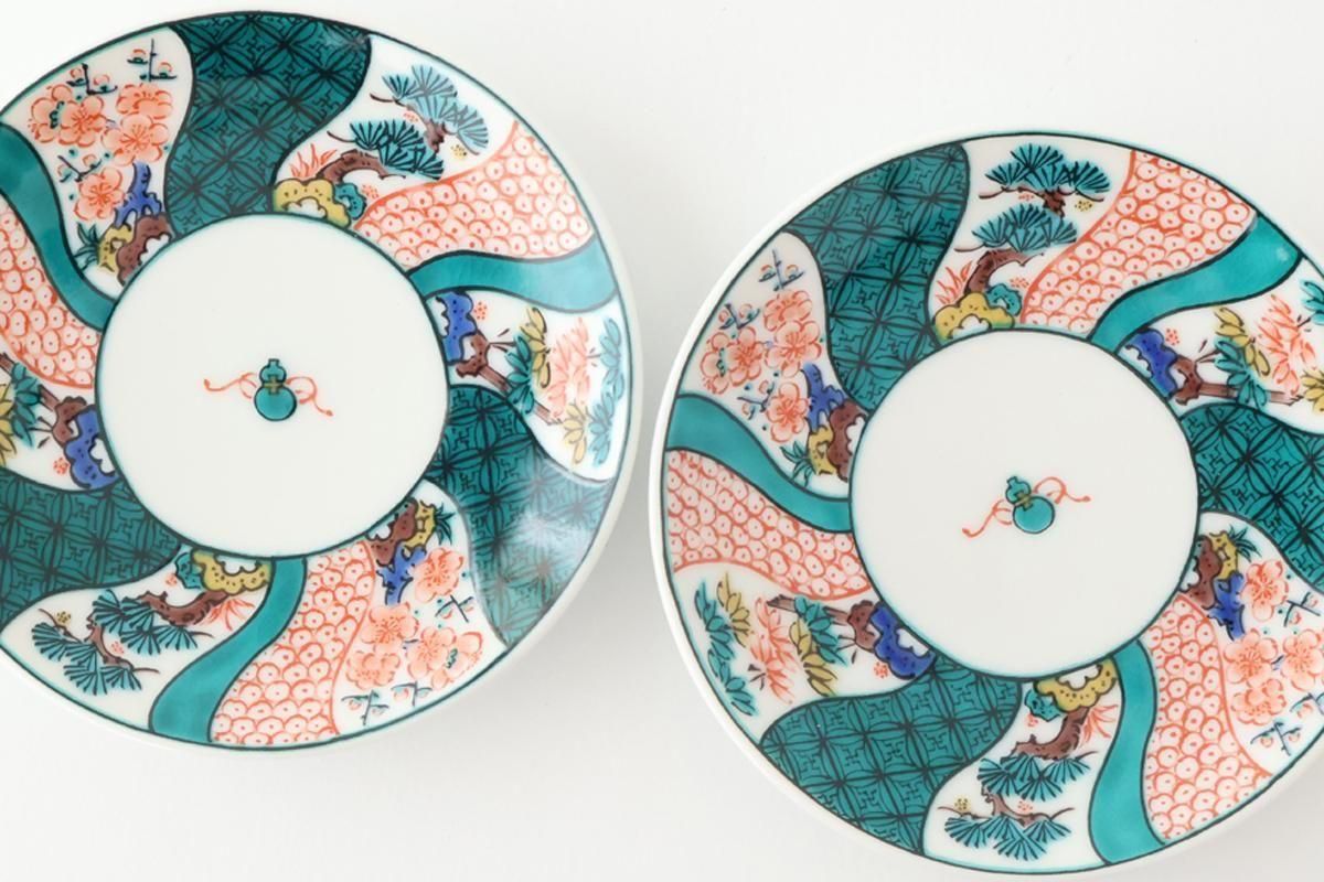 Kutani Art Sauce Plate Shochikubai | Kutani Ware