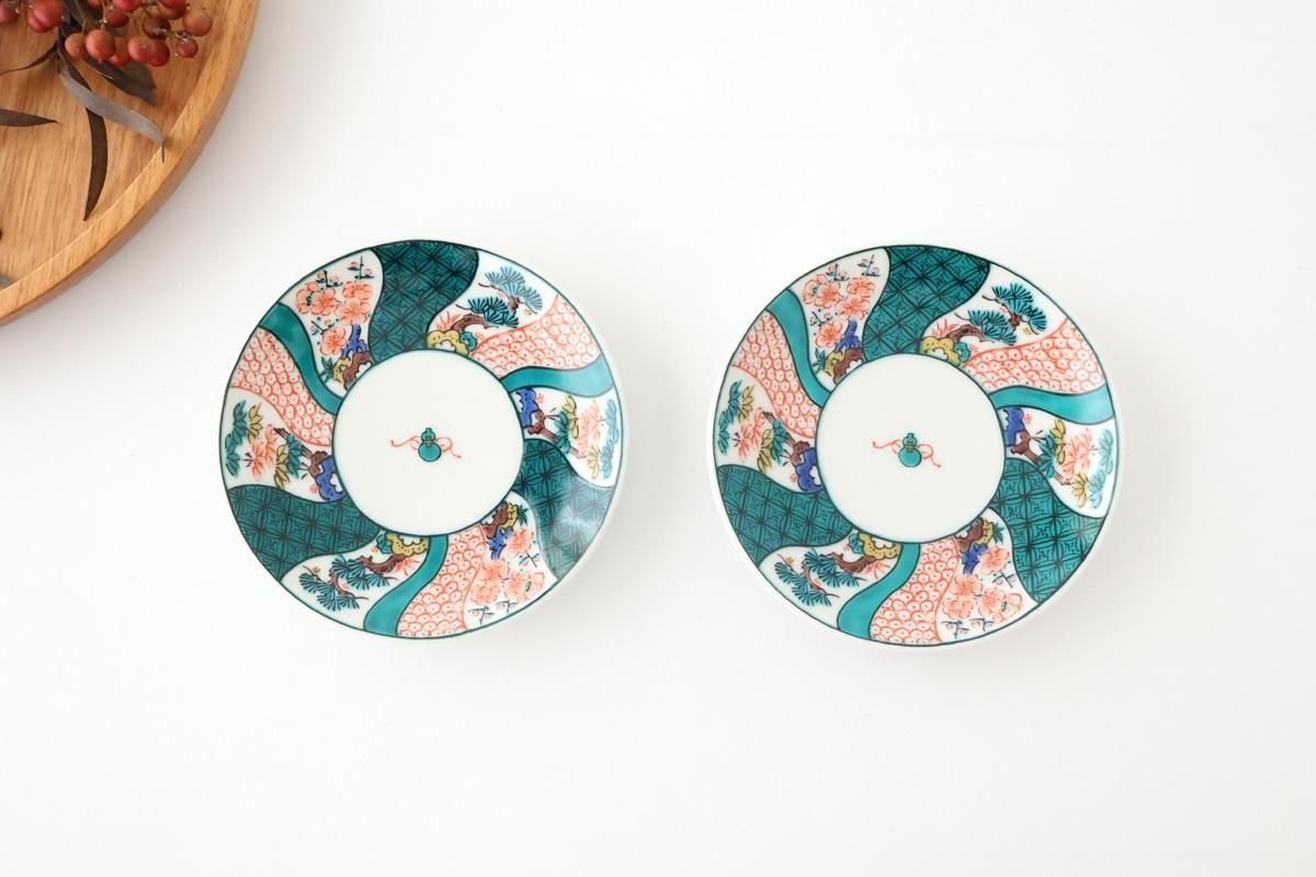 Kutani Art Sauce Plate Shochikubai | Kutani Ware