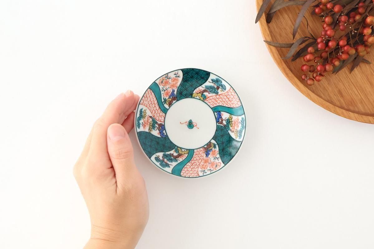 Kutani Art Sauce Plate Shochikubai | Kutani Ware