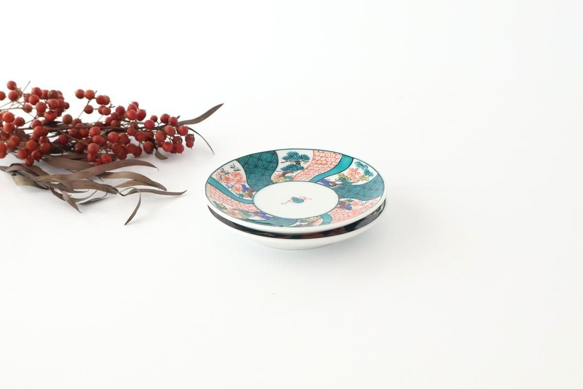 Kutani Art Sauce Plate Shochikubai | Kutani Ware