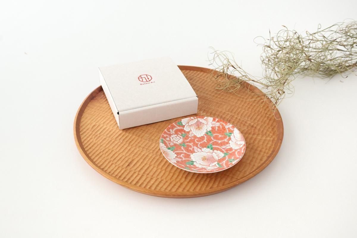 Kutani Art Sauce Plate Red Flower and Arabesque | Kutani Ware