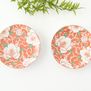 Kutani Art Sauce Plate Red Flower and Arabesque | Kutani Ware