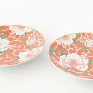 Kutani Art Sauce Plate Red Flower and Arabesque | Kutani Ware