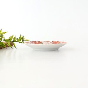 Kutani Art Sauce Plate Red Flower and Arabesque | Kutani Ware