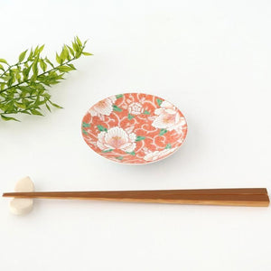 Kutani Art Sauce Plate Red Flower and Arabesque | Kutani Ware