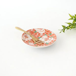 Kutani Art Sauce Plate Red Flower and Arabesque | Kutani Ware