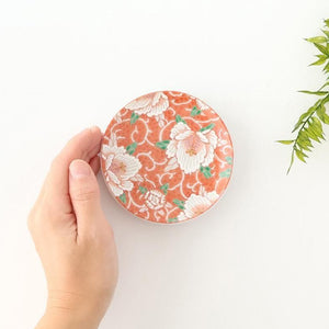 Kutani Art Sauce Plate Red Flower and Arabesque | Kutani Ware