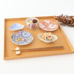 Kutani Art Sauce Plate Red Flower and Arabesque | Kutani Ware