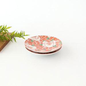 Kutani Art Sauce Plate Red Flower and Arabesque | Kutani Ware