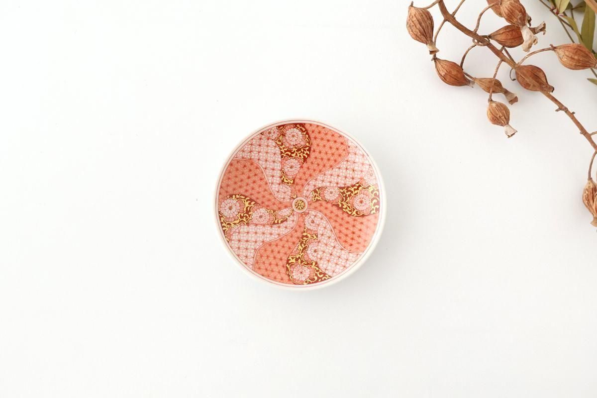 Kutani Art Sauce Plate Red-painted Floral Arabesque | Kutani Ware
