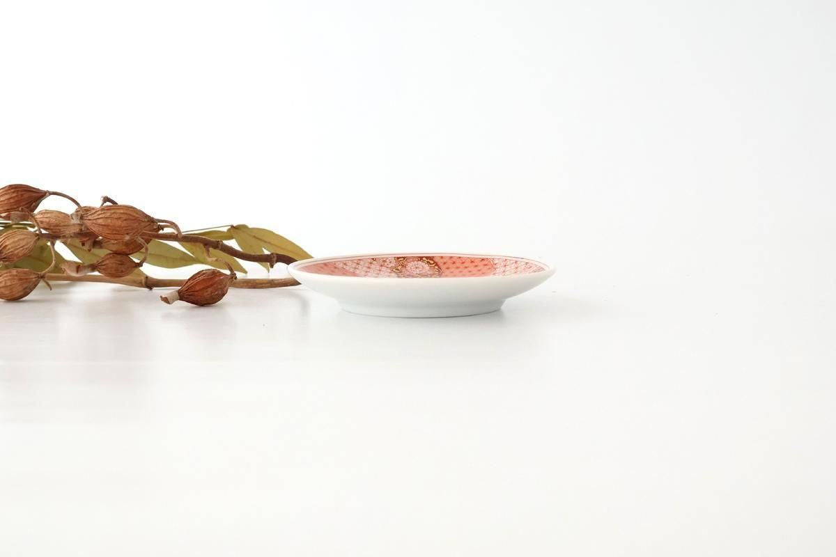 Kutani Art Sauce Plate Red-painted Floral Arabesque | Kutani Ware