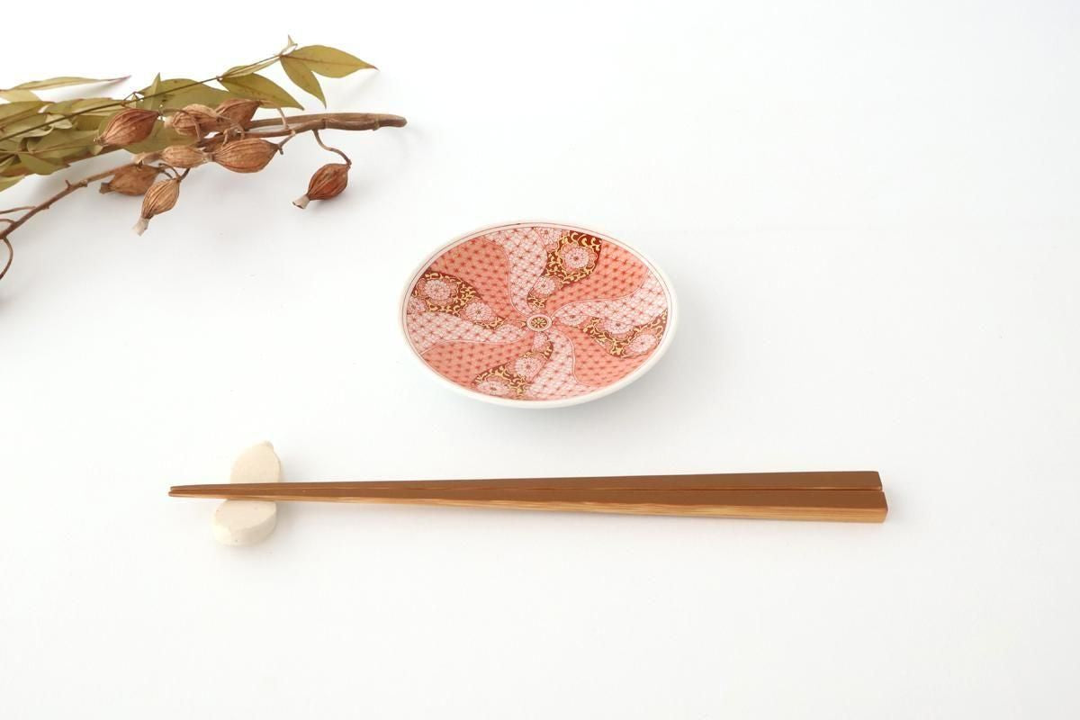 Kutani Art Sauce Plate Red-painted Floral Arabesque | Kutani Ware