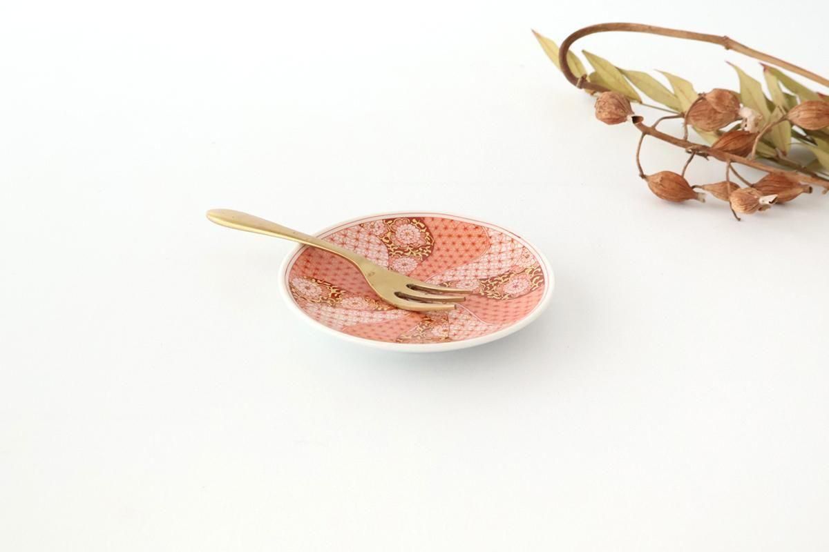 Kutani Art Sauce Plate Red-painted Floral Arabesque | Kutani Ware