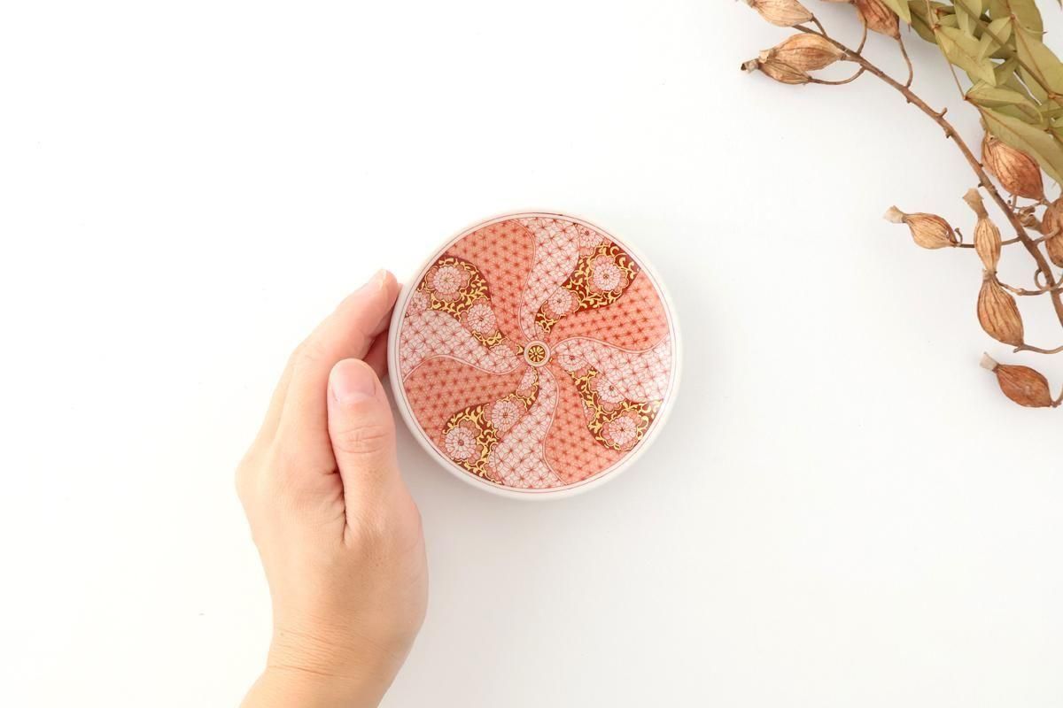 Kutani Art Sauce Plate Red-painted Floral Arabesque | Kutani Ware