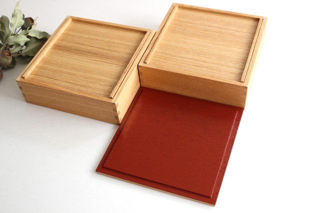 Matsuya Lacquerware Store Two-tiered Jyubako Bento Box Inner Vermilion 18cm/7.1in Unpainted Ash