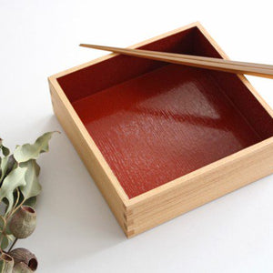 Ash Shiraki lacquer 18cm/7.1in Three-tiered box Inner vermilion Matsuya Lacquerware Store