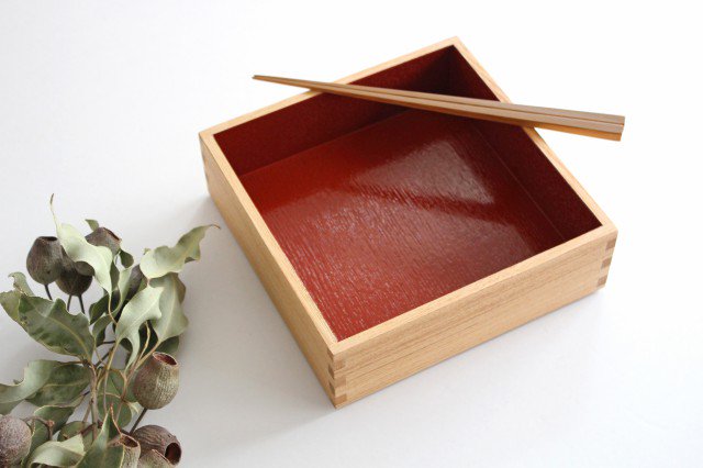 Ash Shiraki lacquer 18cm/7.1in Three-tiered box Inner vermilion Matsuya Lacquerware Store