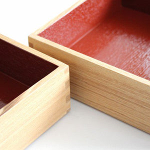 Ash Shiraki lacquer 18cm/7.1in Three-tiered box Inner vermilion Matsuya Lacquerware Store