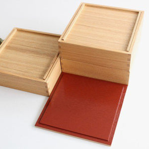 Ash Shiraki lacquer 18cm/7.1in Three-tiered box Inner vermilion Matsuya Lacquerware Store